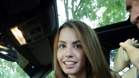 Teen with tiny titties Elle Rose gets nailed in a car in POV action